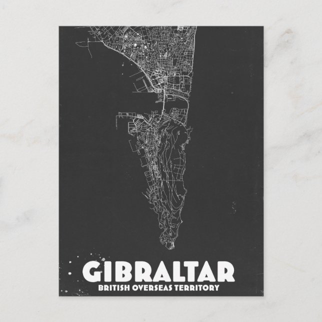 Postal Mapa antiguo de Gibraltar (Anverso)