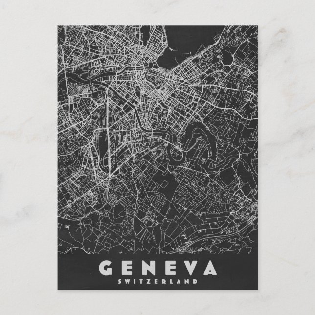 Postal Mapa antiguo de Ginebra Suiza (Anverso)