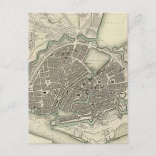 Postal Mapa antiguo de Hamburgo Alemania (1841)
