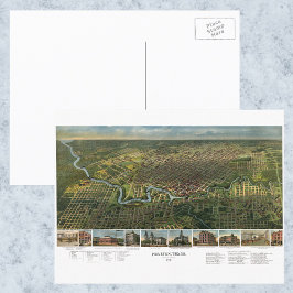 Postal Mapa antiguo de Houston, Texas con río Búfalo