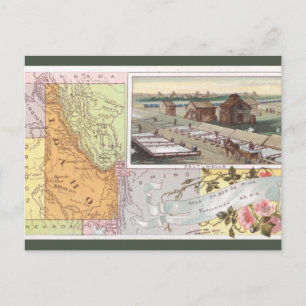 Postal Mapa Antiguo de Idaho