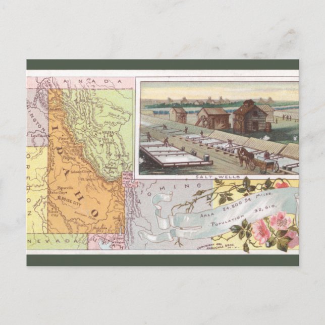 Postal Mapa Antiguo de Idaho (Anverso)
