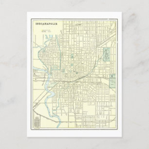Postal Mapa antiguo de Indianápolis, Indiana, 1901
