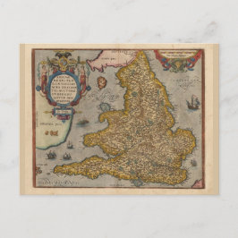 Postal Mapa antiguo de Inglaterra de 1573