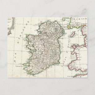 Postal Mapa antiguo de Irlanda (1771)