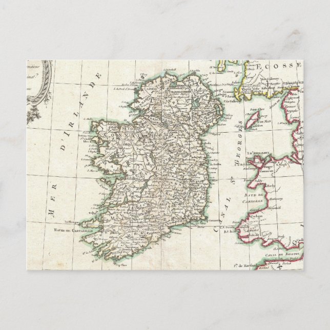 Postal Mapa antiguo de Irlanda (1771) (Anverso)