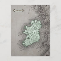 Mapa antiguo de Irlanda, verde