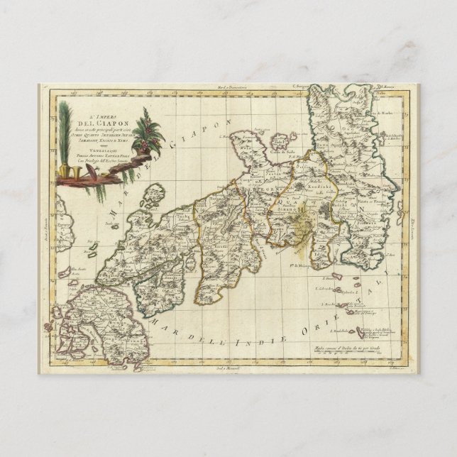 Postal Mapa antiguo de Japón de 1785 (Anverso)