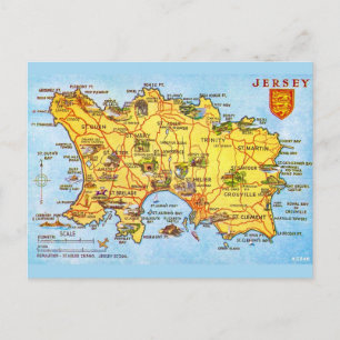 Postal Mapa antiguo de Jersey