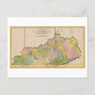 Postal Mapa antiguo de Kentucky en 1815