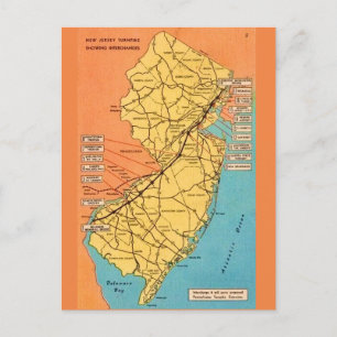 Postal Mapa antiguo de la autopista de Nueva Jersey
