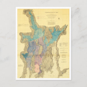 Postal Mapa antiguo de la bahía de Narragansett Rhode Isl