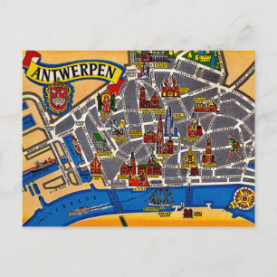 Postal Mapa antiguo de la calle de Amberes 