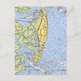 Postal Mapa Antiguo de la Isla Jekyll Georgia