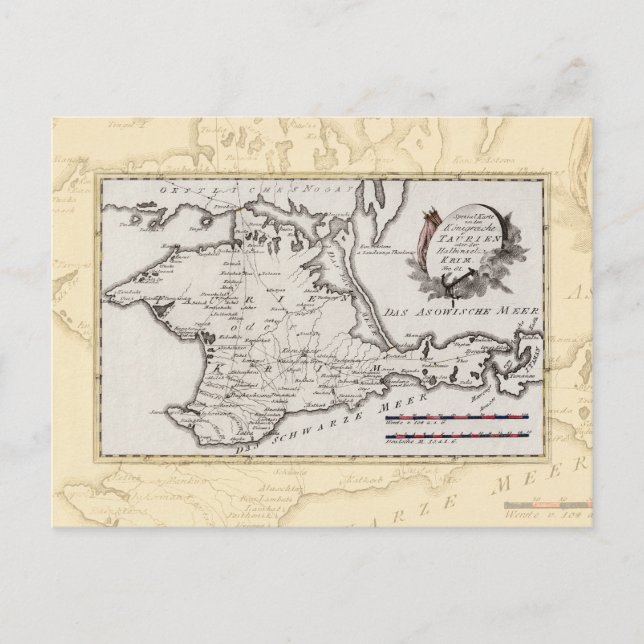 Postal Mapa antiguo de la península de Crimea (Anverso)