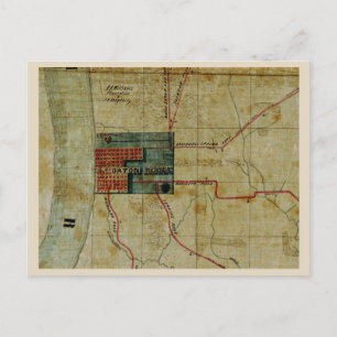 Postal Mapa antiguo de la zona de Baton Rouge Louisiana