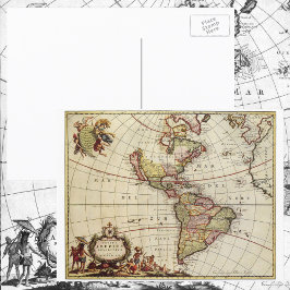 Postal Mapa antiguo de las Américas de Johannes De Ram