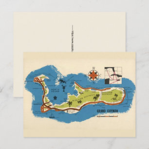 Postal Mapa antiguo de las Islas Caimán Grande