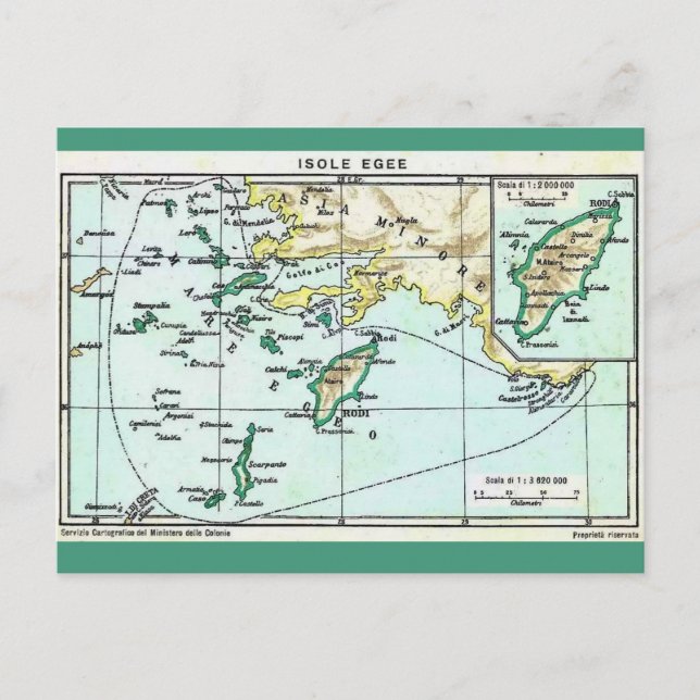 Postal Mapa antiguo de las Islas Griegas (Anverso)