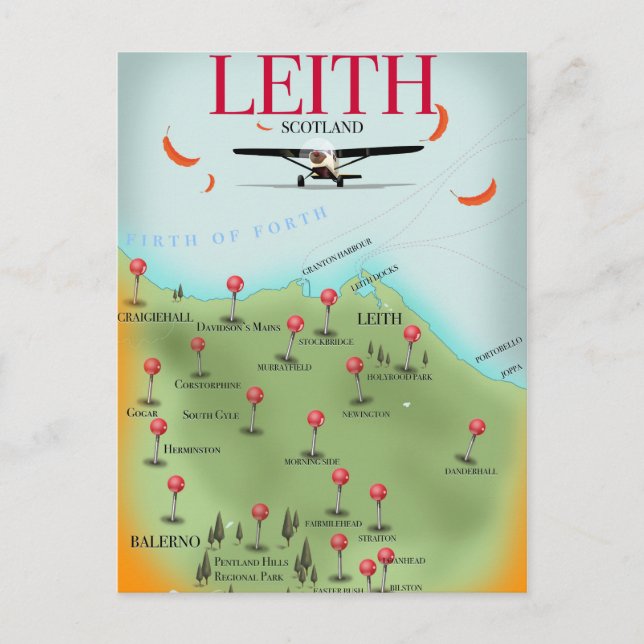 Postal Mapa antiguo de Leith Escocia (Anverso)