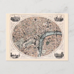 Postal Mapa antiguo de Londres