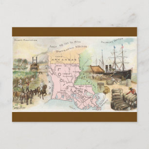 Postal Mapa Antiguo de Louisiana