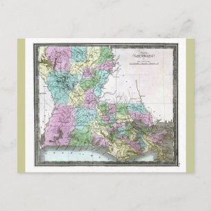 Postal Mapa antiguo de Louisiana de 1848