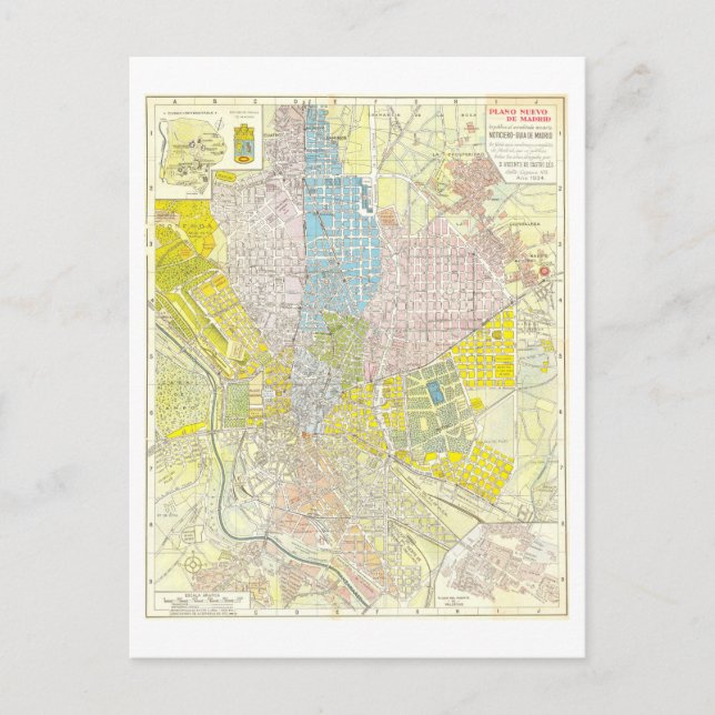 Postal Mapa Antiguo de Madrid, España, 1934 (Anverso)