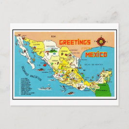 Postal Mapa Antiguo de México Colorido