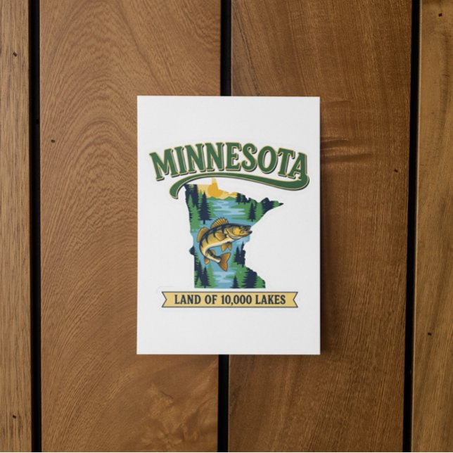 Postal Mapa Antiguo de Minnesota Tierra de 10000 Lagos (Vintage Minnesota Land of 10000 Lakes Map Postcard)