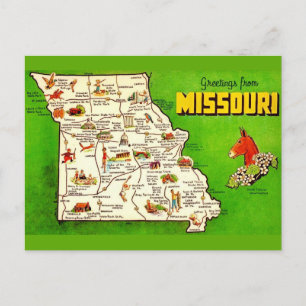 Postal Mapa antiguo de Missouri