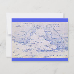 Postal Mapa Antiguo de Mobile Bay