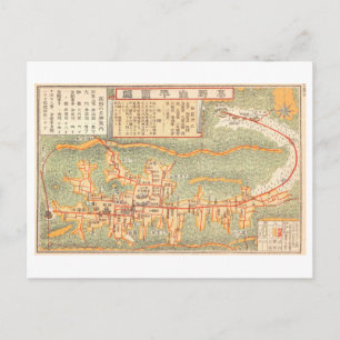 Postal Mapa Antiguo de Monte Koya, 1916, Japón