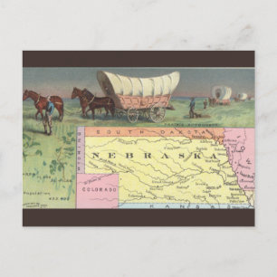 Postal Mapa Antiguo de Nebraska