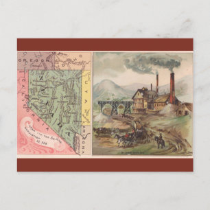 Postal Mapa Antiguo de Nevada