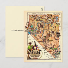Postal Mapa Antiguo de Nevada