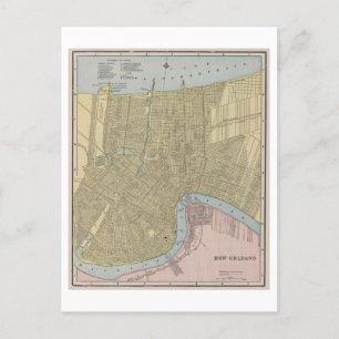 Postal Mapa antiguo de Nueva Orleans, Luisiana, 1899