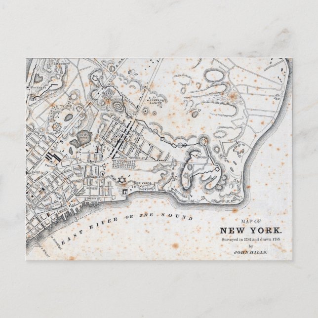 Postal Mapa antiguo de Nueva York (Anverso)