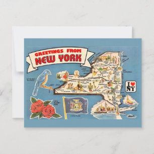 Postal Mapa Antiguo de Nueva York 