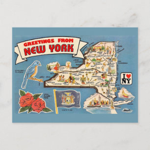 Postal Mapa Antiguo de Nueva York