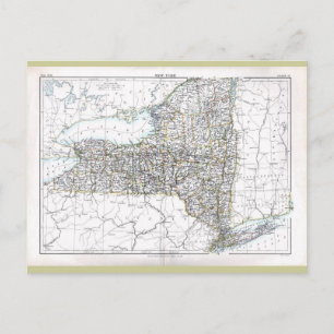 Postal Mapa antiguo de Nueva York de 1884