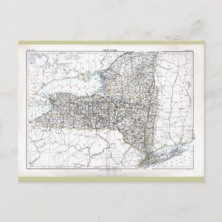 Postal Mapa antiguo de Nueva York de 1884