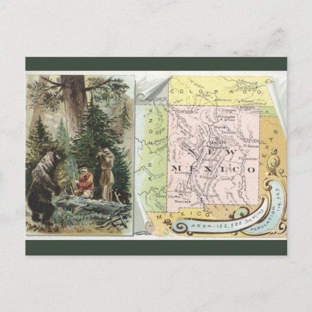 Postal Mapa Antiguo de Nuevo México (Anverso)