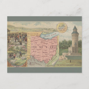 Postal Mapa Antiguo de Ohio