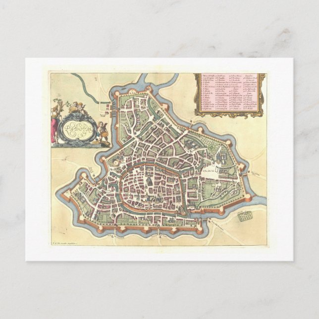 Postal Mapa Antiguo de Padua, Italia, (Anverso)