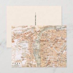 Postal Mapa Antiguo de Praga