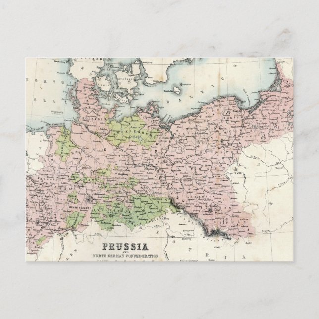 Postal Mapa antiguo de Prusia (Anverso)