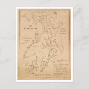 Postal Mapa antiguo de Puget Sound