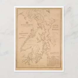 Postal Mapa antiguo de Puget Sound
