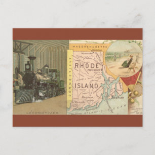 Postal Mapa Antiguo de Rhode Island